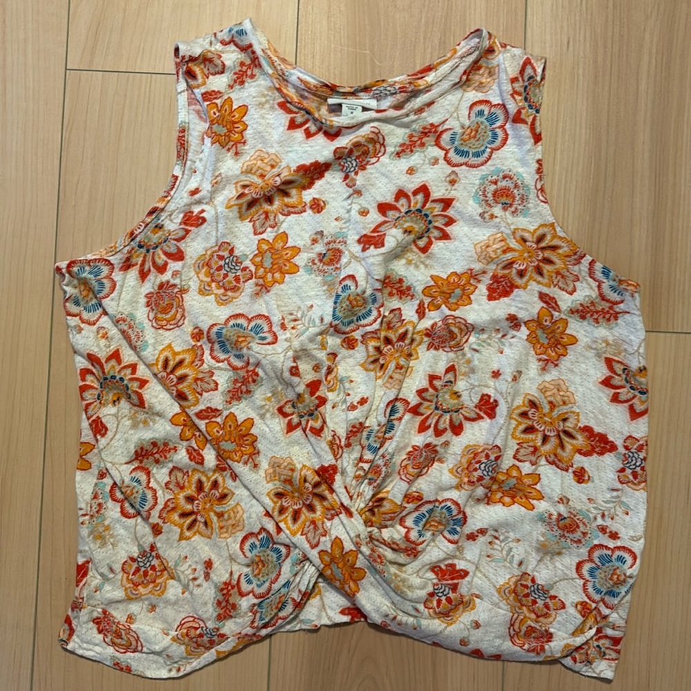 J. Jill Love Linen Floral Twist Top. Size Medium